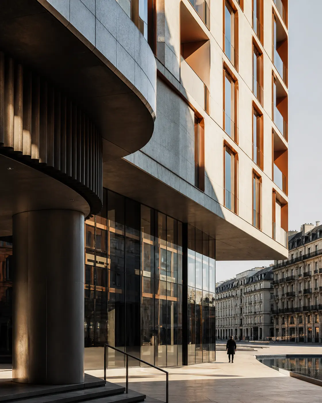 Architettura residenziale contemporanea con luce cinematografica